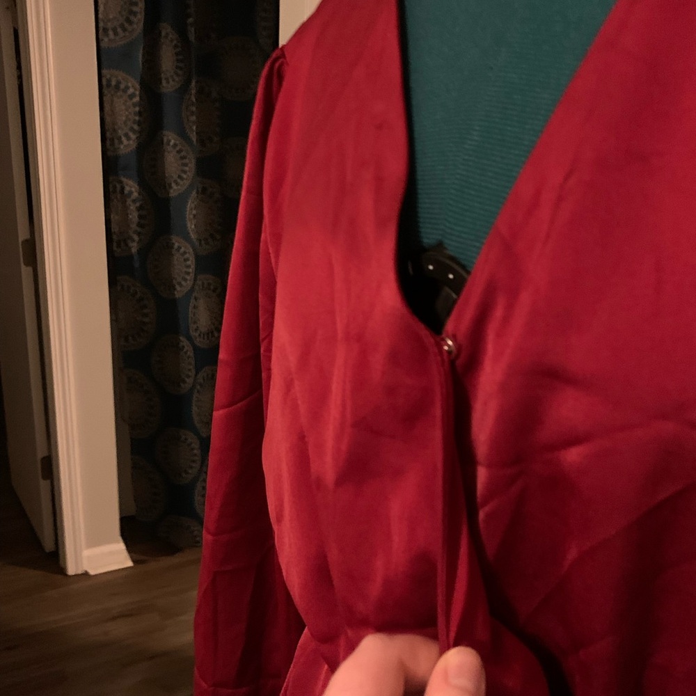 Amazon Silky Asymmetrical Hem Wrap Dress - Picture 4 of 4